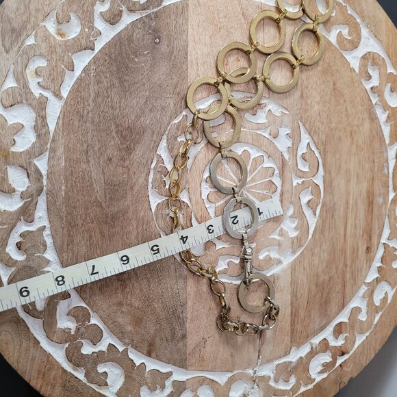 Vintage Gold-Tone Chain Link Belt With Circular Ring Accents & Clip Closure - Picture 7 of 10